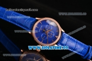 Jaeger-LECoultre Master Perpetual Calendar Asia Automatic Rose Gold Case with Blue Dial Stick Markers and Diamonds Bezel