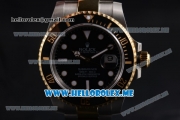 Rolex Submariner Clone Rolex 3135 Automatic Two Tone Case/Bracelet with Black Dial and Dot Markers (BP)