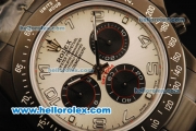 Rolex Daytona Chronograph Swiss Valjoux 7750 Automatic Movement PVD Case with White Arabic Numerals and PVD Strap