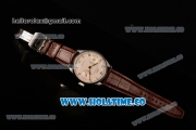 IWC Portuguese Asia Automatic Steel Case with Rose Gold Arabic Numeral Markers White Dial and Brown Leather Strap