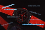 Hublot Classic Fusion Chronograph Miyota Quartz PVD Case with Red Markers and Red Leather Strap