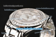 Rolex Day-Date Masterpieces Swiss ETA 2836 Automatic Steel Case with Diamonds Bezel and White MOP Dial (BP)