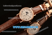 Breguet Classique Moonphase 9015 Auto Rose Gold Case with White Dial and Brown Leather Strap