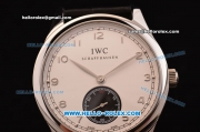 IWC Portuguese Swiss ETA 2836 Automatic Steel Case with White Dial and Black Leather Strap