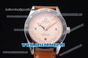Omega Seamaster 300 Master Co-Axial Clone 8400 Automatic Steel Case with Rose Gold Dial Stick/Arabic Numeral Markers and Brown Leather Strap (YF)