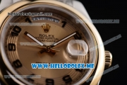 Rolex Day-Date II Asia Automatic Two Tone Case/Bracelet with Yellow Gold Dial and Arabic Numeral Markers