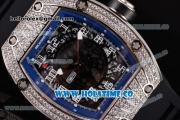 Richard Mille RM010 Miyota 9015 Automatic Steel/Diamonds Case with Skeleton Dial and Blue Inner Bezel