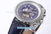 Breitling for Bentley Tourbillon Skeleton Automatic with Blue Dial and White Bezel-Blue Leather Strap