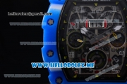 Richard Mille RM 11-03 Swiss Valjoux 7750 Automatic PVD Case with Skeleton Dial and Black Rubber Strap Blue Bezel