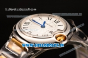 Cartier Ballon Bleu Japanese Miyota Quartz Movement Silver Case with White Dial and Black Roman Markers-Two Tone Strap