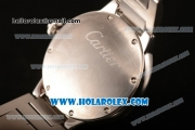 Cartier Rotonde De Miyota Quartz Steel Case/Bracelet with Silver Dial
