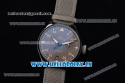 IWC Big Pilot Swiss Valjoux 7750 Automatic PVD Case with Brown Dial Stick/Arabic Numeral Markers and Grey Leather Strap (ZF)