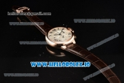 Cartier Ballon Bleu De Large Chronograph 7705 Automatic Rose Gold Case with White Dial Roman Numeral Markers and Genuine Leather Strap (ZF)