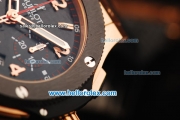 Hublot Big Bang Chronograph Swiss Valjoux 7750 Automatic Movement Rose Gold Case with Black Dial and Black Rubber Strap-1:1 Original