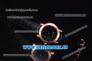 Audemars Piguet Jules Audemars Clone AP Calibre 3120 Automatic Rose Gold Case with Stick Markers Black Dial and Black Leather Strap