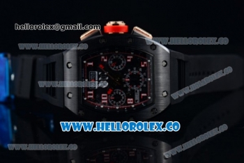 Richard Mille RM 011 Felipe Massa Chronograph Swiss Valjoux 7750 Automatic PVD Rose Gold Case with Black Dial Red Bezel Arabic Numeral Markers and Black Rubber Strap