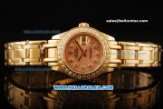 Rolex Datejust Automatic Movement Gold Case with Pink Dial and Diamond Bezel-ETA Coating Case