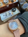 PPF most beautiful bean paste color high imitation rose gold diamond Patek Philippe AQUANAUT women's watch 5072R-001 watch