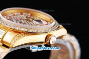 Rolex Day-Date Oyster Perpetual Automatic Full Gold with Diamond Dial and Red Marking