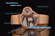 Cartier Perles de Cartier Swiss Quartz Rose Gold Case with Yellow Leather Strap and White Dial Diamond Bezel 1:1 Original