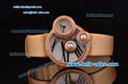 Cartier Perles de Cartier Swiss Quartz Rose Gold Case with Yellow Leather Strap and White Dial Diamond Bezel 1:1 Original