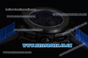 Hublot King Power Chrono Japanese Miyota OS20 Quartz PVD Case with Black Dial and Blue Leather Strap