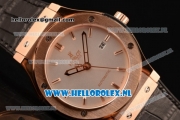 Hublot Classic Fusion 9015 Auto Rose Gold Case with White Dial and Black Leather Strap