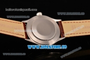 Rolex Cellini Time Asia 2813 Automatic Steel Case with White Dial Brown Leather Strap and Stick Markers