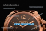 Panerai Luminor Marina 8 Days ORO ROSSO PAM00511 Clone P.5000 Manual Winding Rose Gold Case with Coffee Dial and Brown Leather Strap - Stick/Arabic Numeral Markers - 1:1 Original