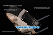 Audemars Piguet Royal Oak Lady Swiss Quartz Steel Case with Black Leather Strap White Dial and Stick Markers