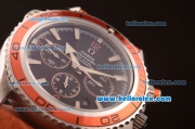 Omega Seamaster Chronograph Automatic Movement with Black Dial,Red Bezel and Orange Leather strap