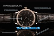 Rolex Cellini Asia Automatic Steel Case with Black Dial Stick Markers and Black Leather Strap - Diamonds Bezel (BP)