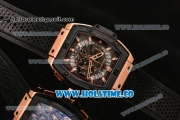 Hublot MP-06 Senna Chrono Miyota OS20 Quartz Rose Gold Case with Skeleton Dial PVD Bezel and Black Leather Strap