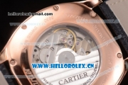 Cartier Drive de Cartier Asia ST16 Automatic Rose Gold Case with Black Dial Roman Numeral Markers and Black Leather Strap