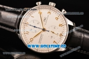 IWC Portugieser Chrono Swiss Valjoux 7750 Automatic Steel Case with White Dial and Gold Arabic Numeral Markers