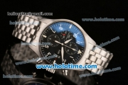 IWC Pilot Chrono Swiss Valjoux 7750 Automatic Steel Case with White Arabic Numeral Markers and Black Dial