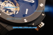 Hublot Big Bang Swiss Tourbillon Manual Winding Movement PVD Case with Black Dial and Black Rubber Strap-Ceramic Bezel