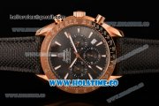 Omega Speedmaster Moonwatch Co-Axial Chronograph Miyota OS20 Quartz Rose Gold Case with Black Dial and White Stick Markers
