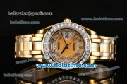 Rolex Day-Date Masterpieces Swiss ETA 2836 Automatic Yellow Gold Case with Diamonds Bezel and Yellow MOP Dial (BP)