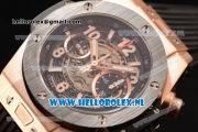 Hublot Big Bang Unico Chrono Swiss Valjoux 7750 Automatic Rose Gold Case with Skeleton Dial and Black Rubber Strap - 1:1 Original