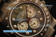 Rolex Daytona Chronograph Swiss Valjoux 7750 Automatic Movement PVD Case with Diamond Markers and PVD Strap