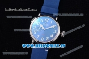 Zenith Pilot Type 20 GMT Asia ST25 Automatic Steel Case with Blue Dial Arabic Numeral Markers and Blue Leather Strap