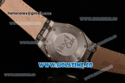 Audemars Piguet Royal Oak Lady Swiss Quartz Steel Case with Black Leather Strap White Dial and Stick Markers