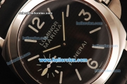 Panerai Luminor Marina Pam 177 Asia 6497 Manual Winding Steel Case with Black Grid Dial and Black Leather Strap