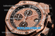 Audemars Piguet Royal Oak Offshore Chrono Swiss Valjoux 7750 Automatic Rose Gold/Diamonds Case with White Markers and Diamonds Bezel(NOOB)