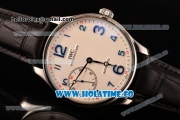 IWC Portugieser Hand-Wound Asia 6497 Manual Winding Steel Case with White Dial Black Leather Strap and Blue Arabic Numeral Markers