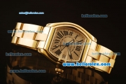 Cartier Roadster Swiss ETA 2892 Automatic Full Yellow Gold Case/Strap with White Dial and Roman Markers