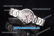 Cartier Ballon Bleu Medium Asia Automatic Stainless Steel Case/Bracelet with White Dial and Roman Numeral Markers (YF)