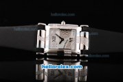 Patek Philippe Twenty-4 Swiss Quartz Movement Plate Platinum Case with Diamond/White Dial and Black Leather Strap