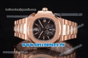 Patek Philippe Nautilus Clone PP 315 Automatic Rose Gold Case/Bracelet with Black Dial (BP)